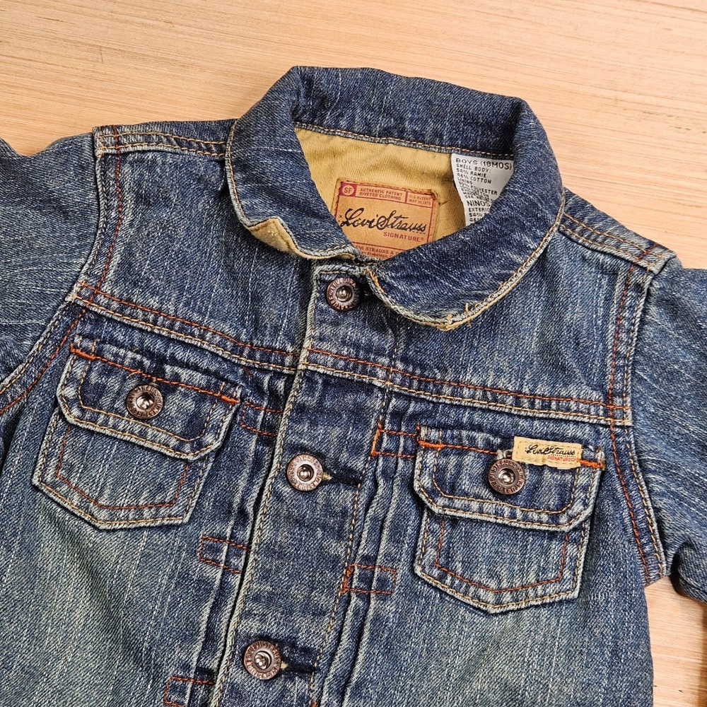 Levi Strauss Signature Denim Jacket Boys 18M Blue Button Up Trucker Classic